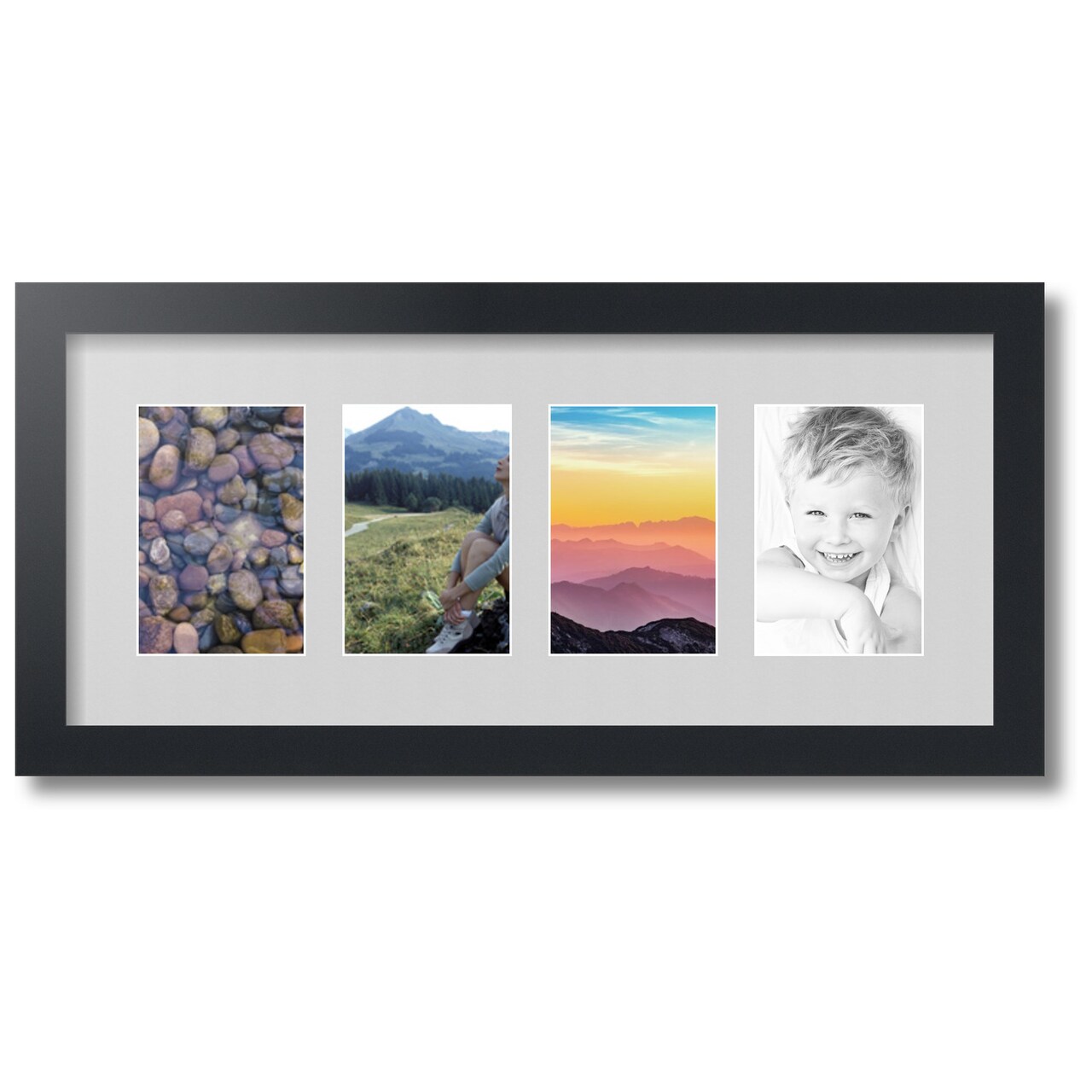 ArtToFrames Collage Photo Picture Frame with 4 - 4x6 inch Openings, Framed in Black with Over 62 Mat Color Options and Plexi Glass (CSM-3926-14)